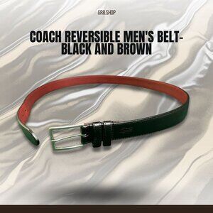 Coach Reversible Mens Leather Belt Black & Brown Genuine Cowhide Solid Brass Buc
